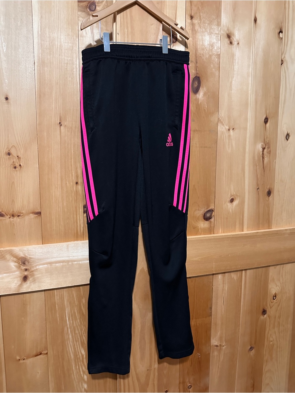 Adidas Youth Large Black & Pink Climacool Track Pants Ankle Zip